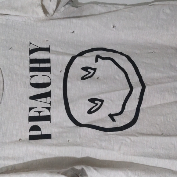 Peachy Smile Face Distressed Tee - Picture 2 of 4